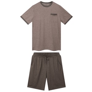 Ensemble de pyjama sportif pour hommes et enfants, gris, 100% polyester, manches courtes, col rond, couleur unie, respirant, décontracté, shorts d'été - Product Image 6