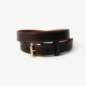 Cinturón de equitación de cuero de grano completo suave con hebilla cuadrada de aleación, longitud personalizada, borde con patrón sólido, Divine International - Product Image 2