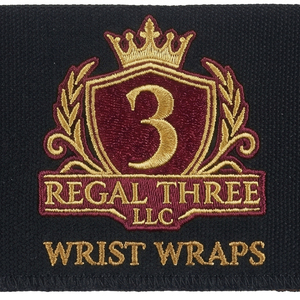 ผ้าพันข้อมือ Regal Three แบบผ้าฝ้าย ปิดด้วยแถบตีนตุ๊กแก ปักลาย สำหรับยกน้ำหนัก ผ้าพันข้อมือแบบพาวเวอร์แรป - Product Image 4