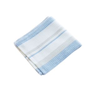 Full Waffle Weaved Cobalt Glow Organic Cotton GOTS Certified Golf Stripe Rapid Dry Soft Absorbent Anti Shrink Kitchen <b>Towels</b> - Product Image 2