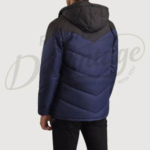 Chaqueta Acolchada de Dos Tonos para Hombre con Capucha, Azul Marino y Negro, Abrigo Acolchado de Invierno, Parka Casual Cálida y Resistente al Viento para Exteriores - Product Image 2