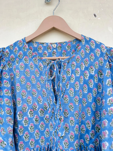 ชุดเดรสมิดิคอตตอนโบฮีเมียนของผู้หญิงผ้าชีฟองพิมพ์ลายสีฟ้าผ้าซักได้เป็นมิตรกับสิ่งแวดล้อม - Product Image 4