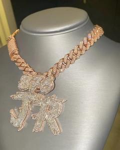 Colgante de Dos Letras con Incrustaciones de Diamantes, Colgante Hip Hop, Colgante Personalizado con Letra/Número/Logotipo, Moissanita VVS1 D, Engaste Personalizado - Product Image 6