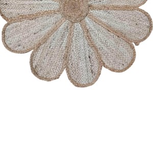 Handmade Natural Jute Floral Area Rug Bohemian Style Flat Weave Novelty Shape Living Room Decor - Product Image 2