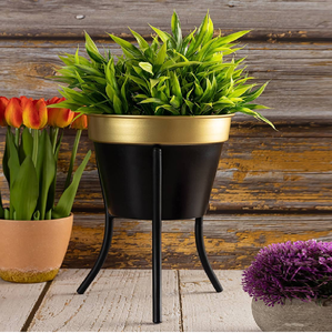 Large rectangular <b>trough</b> planter, modern brown wire floor stand, indoor long deck planter, available at wholesale prices. - Product Image 5