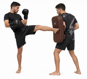 DUMELA INTERNATIONAL Protège-tibias en cuir de vachette marron pour l'entraînement au MMA et au Taekwondo - Durables et respirants - Product Image 3