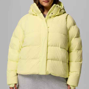 Custom Women's <b>Cropped</b> Shiny <b>Puffer</b> <b>Jacket</b> Hooded Lightweight High Collar Hood Winter Streetwear Outerwear - Product Image 4