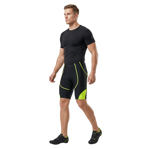 Cuissard de cyclisme pour homme noir avec accents vert lime, rembourrage en gel 5D, Spandex Polyester, doublure VTT - Product Image 2