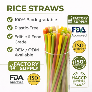 Pajitas de Arroz Biodegradables de Vietnam en Tamaños y Colores Personalizados, Pajitas de Arroz Comestibles para Accesorios de Bar para Beber - Product Image 1