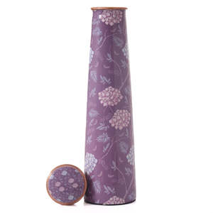 Purple Floral Pattern Metal <b>Water</b> <b>Bottle</b> with Copper Lid Portable Travel Drinkware Reusable Eco-Friendly - Product Image 6