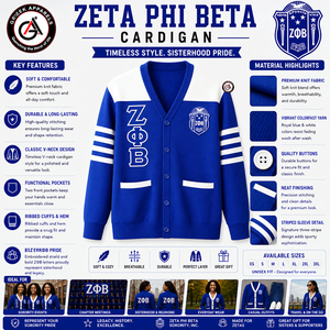 เสื้อคาร์ดิแกนอะคริลิกปักลาย Zeta Phi Beta สำหรับผู้หญิง |   ZOB Sorority ปักลายสไตล์สุภาพสตรีแบบเรียบง่ายสไตล์วินเทจ - Product Image 5