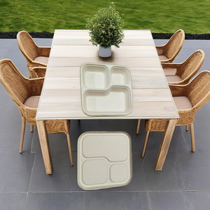 ถาดอาหารแบกาสส์แบบสามช่อง 750 มล. เป็นมิตรกับสิ่งแวดล้อม ย่อยสลายได้ พร้อมฝาปิด สำหรับเด็ก - Product Image 4