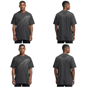 เสื้อยืดโอเวอร์ไซส์ลายดาวตกประดับเพชรเทียม ราคาขายส่งสุดฮิต สำหรับผู้ชาย เสื้อผ้าแฟชั่น - Product Image 3