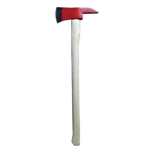 Hacha para partir leña con hoja de acero al carbono, mango de madera y cabeza roja, de grado industrial. - Product Image 4