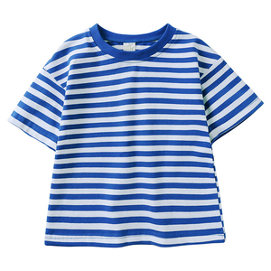 Camiseta de Moda para Bebé, Camiseta de Manga Corta para Niños Pequeños, Camisetas a Rayas de Colores para Niños y Niñas, Camisetas Casuales con Cuello Redondo y Corte Holgado - Product Image 5