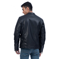 Veste en cuir noir pour homme de haute qualité, style moderne minimaliste, fermeture éclair sur le devant, veste de motard décontractée, vente en gros