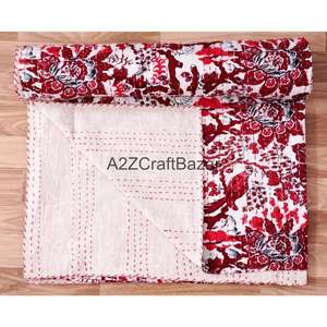 Colcha de Algodón Kantha 100% Orgánica Vintage, Hecha a Mano en India, Suave y Cómoda, 100% Orgánica, Moderna y Usable - Product Image 2