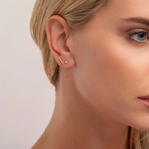 Minimalist Diamond Solid Yellow Gold Cone Stud <b>Earrings</b> 9K 10K 14K 18K Hypoallergenic Dainty Elegant Daily Wear Wedding Gift - Product Image 6