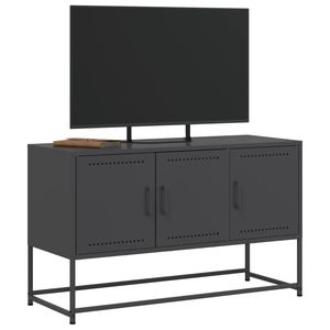 Supporto TV in acciaio nero 39.6 "x 15.4" x 23.8 "dimensioni - Product Image 4