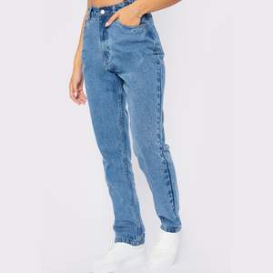 กางเกงยีนส์ลำลองผู้หญิง กางเกงยีนส์แฟชั่นเอวสูงสีน้ำเงิน กางเกงเดนิมผู้หญิงคลาสสิก - Product Image 1