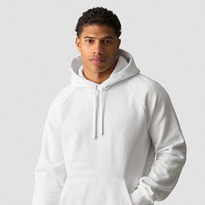 Sudadera con Capucha Blanca para Hombre, Corte Regular, Color Sólido, Casual, Manga Raglán, 100% Algodón, Transpirable, Ecológica, 300g - Product Image 2