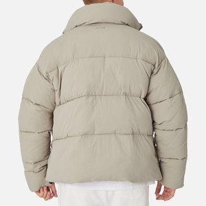 Puffer Jacket Custom Logo Winter Red Hooded Puffer Men's Plus Size Solid Color Nylon Quilted Rivet Oversize Casual Style - Product Image 4