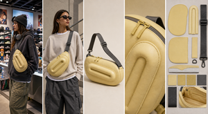 Bolso Bandolera Minimalista para Mujer, Cuero PU Amarillo, Diseño Geométrico, Correa Única, Cierre de Cremallera, Uso Diario en Todas las Estaciones - Product Image 1