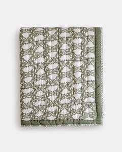 Juego de Cubrecama Acolchado Floral Verde con Ribete Sólido, Ropa de Cama de Algodón Tradicional para Todas las Temporadas - Product Image 4