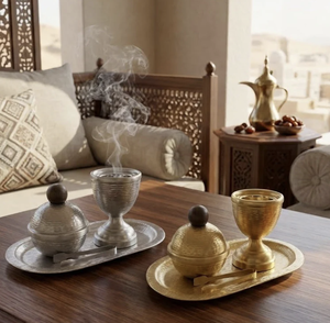 Juego de incienso elegante hecho a mano, diseño Mubkhar con bandeja y cuenco, soporte para Bakhoor de Oriente Medio, fragancia Oud para el hogar, venta al por mayor. - Product Image 3