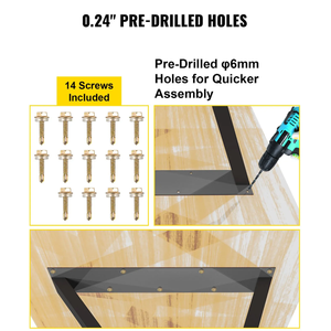 28" Height Heavy-Duty X-Shape Steel <b>Table</b> <b>Legs</b> with Pre-Drilled Mounting Holes 1000lbs Loading Easy Installation EDPTBL001 - Product Image 3