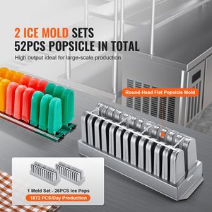Máquina Comercial para Helados con 2 Moldes, 52 Unidades, de Acero Inoxidable, para Hacer Helados y Paletas, Nueva Condición - Product Image 3
