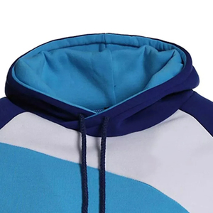 Sweat-shirt à capuche pour homme, color-block, manches raglan, décontracté, bleu et blanc, coupe classique, pour l'automne, en tricot polyester et coton - Product Image 4