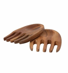 อุปกรณ์ผสมสลัดไม้ดีไซน์สวยสำหรับตกแต่งห้องครัว ผิวเรียบเนียน อุปกรณ์ผสมสลัดด้วยมือทำจากไม้ - Product Image 1