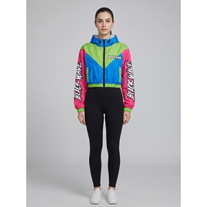 Chaqueta Corta Cortavientos para Mujer, de Poliéster, con Capucha, Diseño Color Block, Estilo Urbano, para Festivales, con Etiqueta OEM Personalizada, Cuello Alto, Tallas XS XXS - Product Image 1