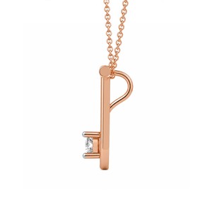 Collier pendentif lettre J en or 10k/14k au design original, avec diamant de laboratoire certifié GRA, taille minimaliste, unisexe - Product Image 2