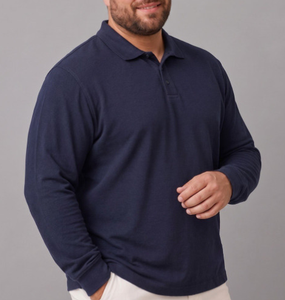Polo Homme Confortable Printemps-Automne 2026 à Manches Longues, Coupe Ample Décontractée, en Coton et Élasthanne, Grande Taille, Idéal pour le Travail - Product Image 2