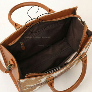 Sac fourre-tout en cuir véritable à poils, fait main, avec sangle bandoulière, sacoche de bureau pour femme, OEM - Product Image 6