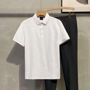 Chemises polo en coton à tissage uni personnalisées pour hommes, uniforme d'employé, chemise polo de travail, logo brodé, couleur unie, t-shirt polo BD - Product Image 4