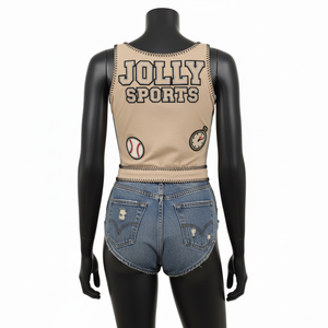 Traje de baño de una pieza para mujer, 200 GSM, poliéster y spandex, tela elástica premium, color beige, con gráfico, logotipo personalizado. - Product Image 4