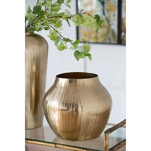Vaso per Fiori in Alluminio Dorato 13.5x13.5x11.5" Elegante Vaso in Metallo per Arredamento Casa - Product Image 1