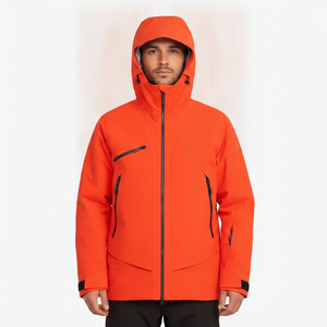 Men's <b>Orange</b> Hooded <b>Ski</b> <b>Jacket</b> Waterproof Sporty Zipper Closure Winter Outdoor Wear - Product Image 4