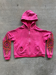 Acid Washed Printed Zipper <b>Hoodie</b> Trending Custom Logo Oversized Vintage Streetwear <b>Fleece</b> OEM Wholesale Manufacturer - Product Image 2