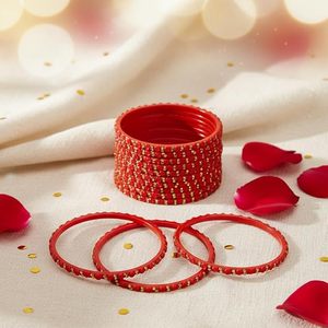 Bracelets en verre soufflé rouge avec incrustation de strass en cristal, forme géométrique, pour femmes, style romantique de mariage - Product Image 1