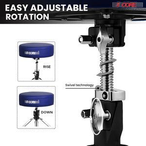 Sgabello per Chitarra Imbottito Spesso 4 Pollici, Capacità 200 kg, Sedia Regolabile 20-26 Pollici per Batterista - Product Image 5