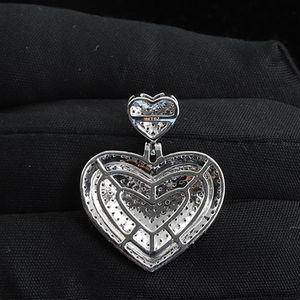 Collar con Colgante de Corazón Doble Plateado, Collar con Corazón en Capas, Joyería Hecha a Mano, Regalo para Hombres, Mujeres, Unisex - Product Image 3