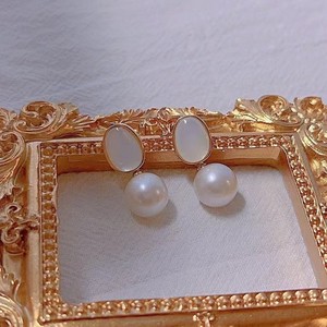 Boucles d'oreilles en perles d'eau douce rétro françaises, perles de nacre naturelles fortement lumineuses, incrustées, style rétro éblouissant, bijoux - Product Image 2