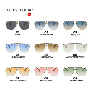 Men's High Quality Custom Sunglasses Trendy New Concave Shaped Anti UV Metal <b>Frame</b> Silver <b>Copper</b> Blue White Pink Green Gray Lens - Product Image 4