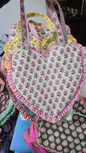 Sac fourre-tout bohème en coton fait main pour femme, motif cœur, couleur unie, souple, avec bandoulière, fermeture éclair, idéal pour l'été - Product Image 4