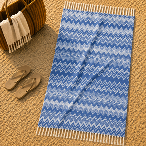Exportateur indien de serviettes Fouta jacquard de haute qualité, à rayures en zigzag, en coton turc pour Hammam, destinées aux fournisseurs en gros. - Product Image 1