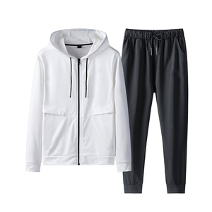 ชุดวอร์มผ้าฝ้ายแท้ 100% ระบายอากาศได้ดี มีฮู้ด เหมาะสำหรับฤดูใบไม้ร่วงและฤดูหนาว ชุดออกกำลังกาย ชุดกีฬา ชุดวิ่งสำหรับผู้ใหญ่ - Product Image 4